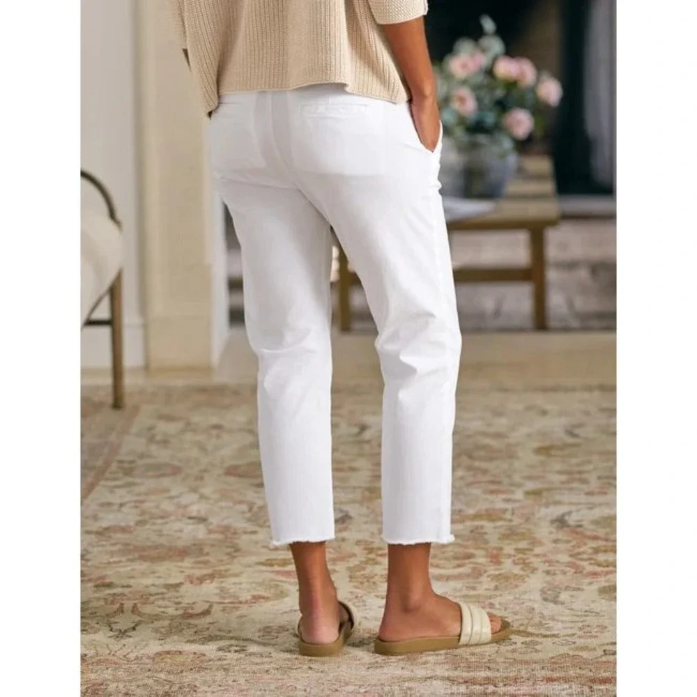 Frank & Eileen Wicklow The Italian Chino Pants White Raw Hem Women's 6